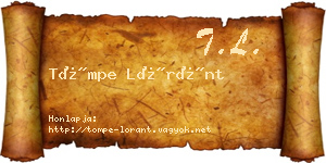 Tömpe Lóránt névjegykártya